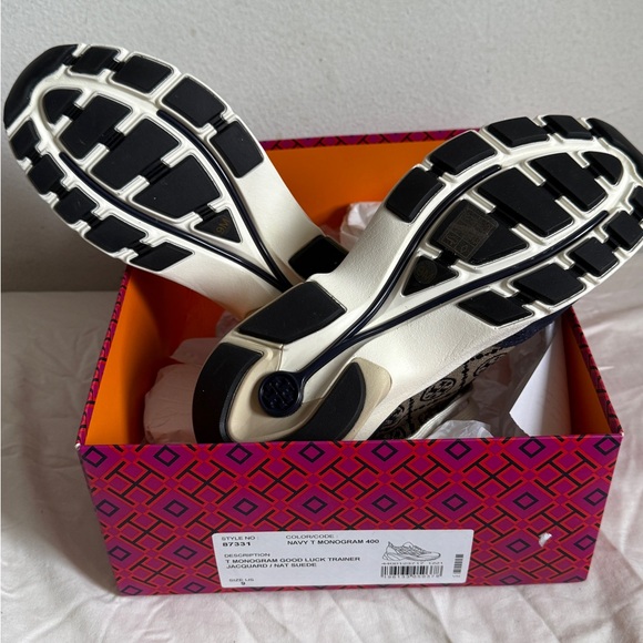 Monogram Navy Suede Women's Sneakers - Picture 2 of 3